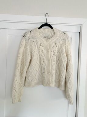 Lucky Brand White Cable Knit Cardigan
